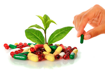 Pills and plant.