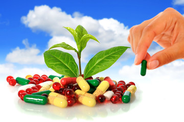 Pills and plant.