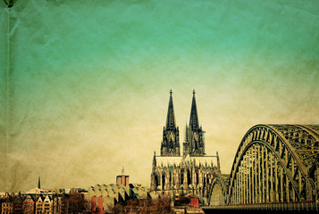 retro style Gothic Cathedral in Cologne