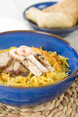 Singapore-Style Noodles: Vermicelli with chicken,  pork & prawns