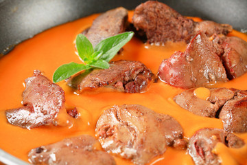 Liver with tomato sauce