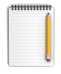 Blank Lined Notepad and Pencil