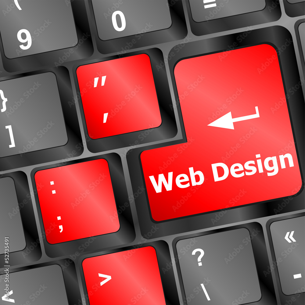 Poster computer keyboard with word web design on enter button