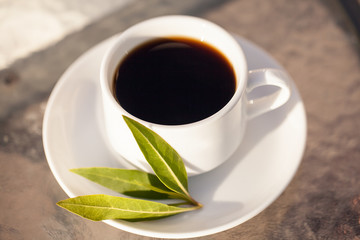 Obraz na płótnie Canvas black coffee and cup