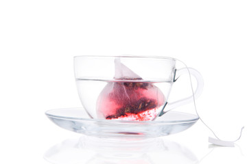 Tea dissolving in hot water.