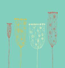 Obrazy na Plexi  Ładny ręcznie rysowane transparent vintage z ozdobnymi kwiatami