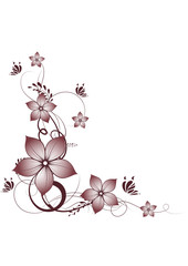 Floral design element with butterfly
