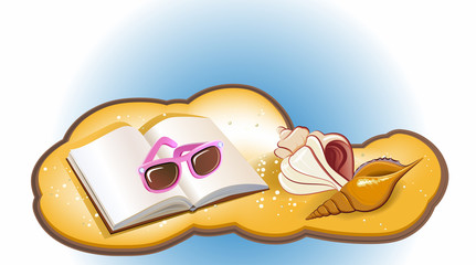 seaside summer holiday background with book