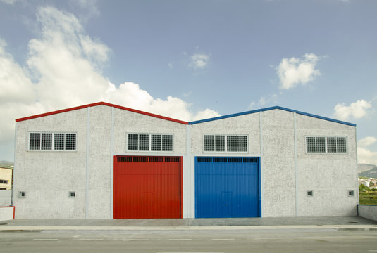 Two industrial buildings symmetrical