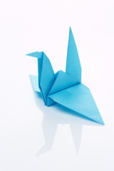 Origami, Kranich, hellblau