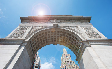 Washington Square Arch (built in 1889) in New York City, NY.
