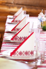 Ukrainian decorated table serving