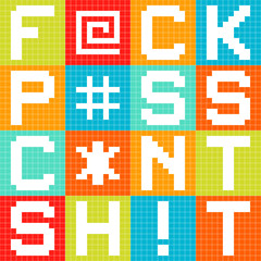 8-bit Pixel 4-Letter Swear Words in Squares