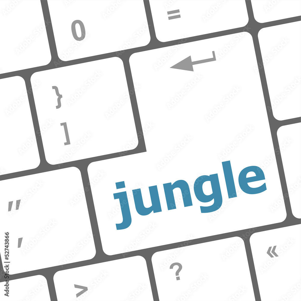 Poster jungle word on computer keyboard pc key