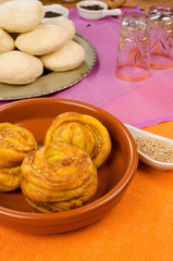 Still life with chebakia in the foreground
