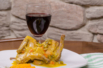 Quail in orange sauce