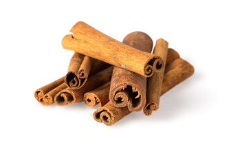 Cinnamon on white background
