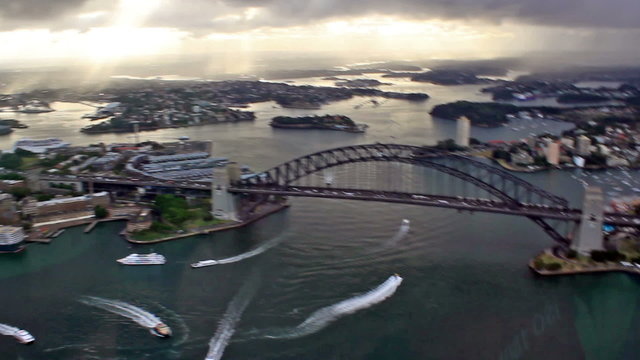 aerial view of the Sydney city at sunset, Australia