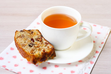 Golden fruit loaf slice