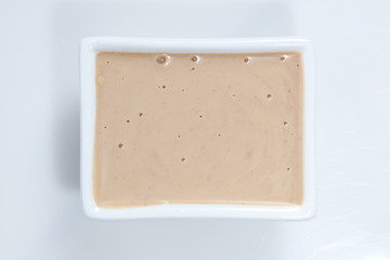japanese shrimp sauce in plate on white
