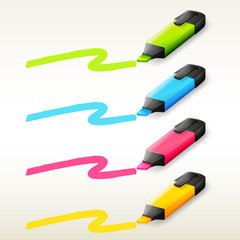 Four markers in different colors