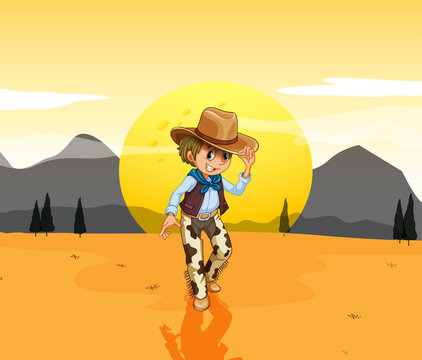 A cowboy at the desert