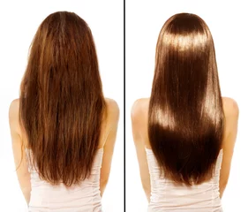 Printed kitchen splashbacks Hairdressers Hair. Before and After. Damaged Hair Treatment. Haircare