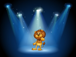 Obraz premium A stage with a brown lion at the center