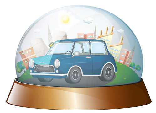 A dome with a blue car