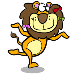 humor cartoon lion running with white background