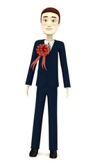 3d render of cartoon character with ribbon