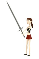 3d render of cartoon character with sword