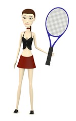 Obraz na płótnie Canvas 3d render of cartoon character with tennis racket