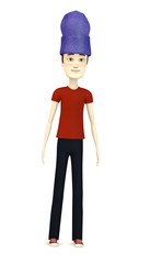 3d render of cartoon character with winter hat