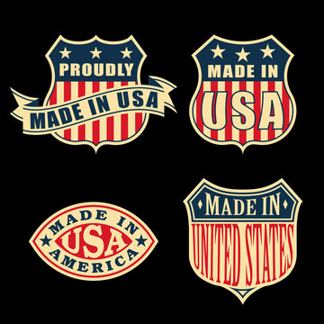 Made in America &ndash; set of badges and labels.