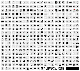 Set of 500 Quality icon. Vector Black and white