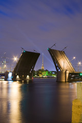 Fototapeta na wymiar rysowane Birzhevoy Bridge w Petersburgu