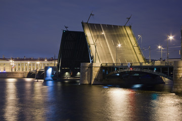 Fototapeta na wymiar drawn Birzhevoy Bridge in St. Petersburg