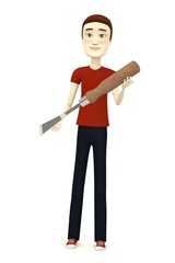 3d render of cartooon character with chisel