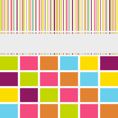 Greeting card background with symmetrical stripes and block patt