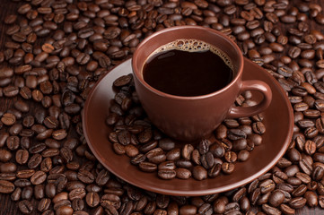 Coffee cup with grains