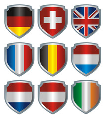 Shield Flags metallic Central Europe © jokatoons