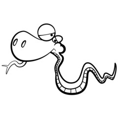 coloring humor cartoon snake running with white background