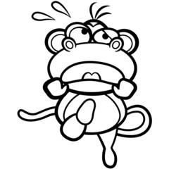 coloring humor cartoon monkey running with white background