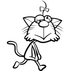coloring humor cartoon cat running with white background