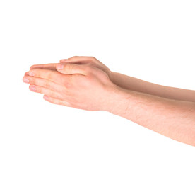 Praying or begging hand gesture isolated