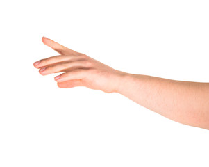 Pointing hand gesture isolated