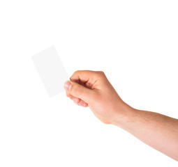 Fototapeta premium Calling card in a hand isolated