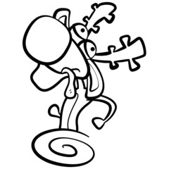 coloring humor cartoon deer running with white background