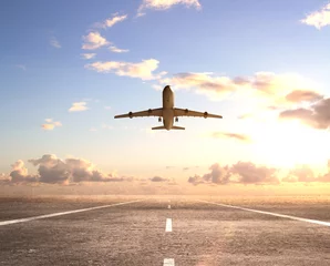 Fotobehang Vliegtuig vliegtuig op landingsbaan
